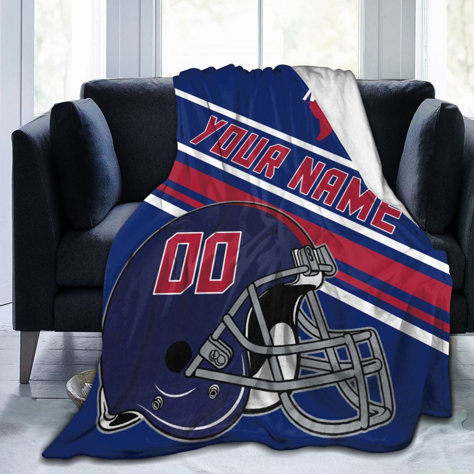 Custom Football City Map New York Fleece Throw Blanket Name Number for Fans Gifts
