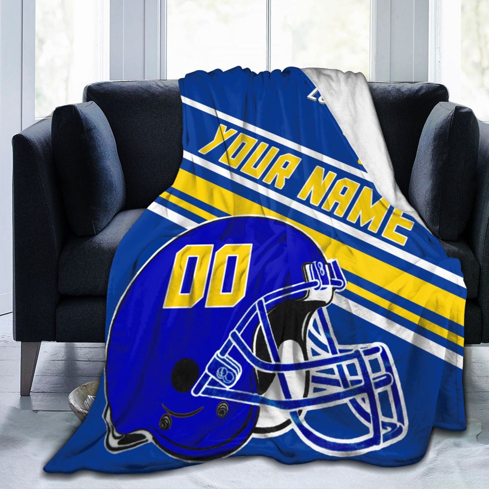 Custom Football City Map Los Angeles Fleece Throw Blanket Name Number for Fans Gifts1