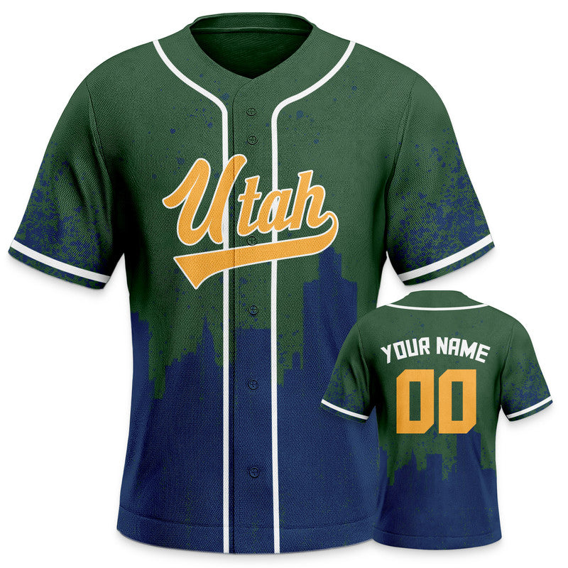 Custom 3D Graffiti Green Navy-Gold White Authentic Baseball Silhouette Jersey