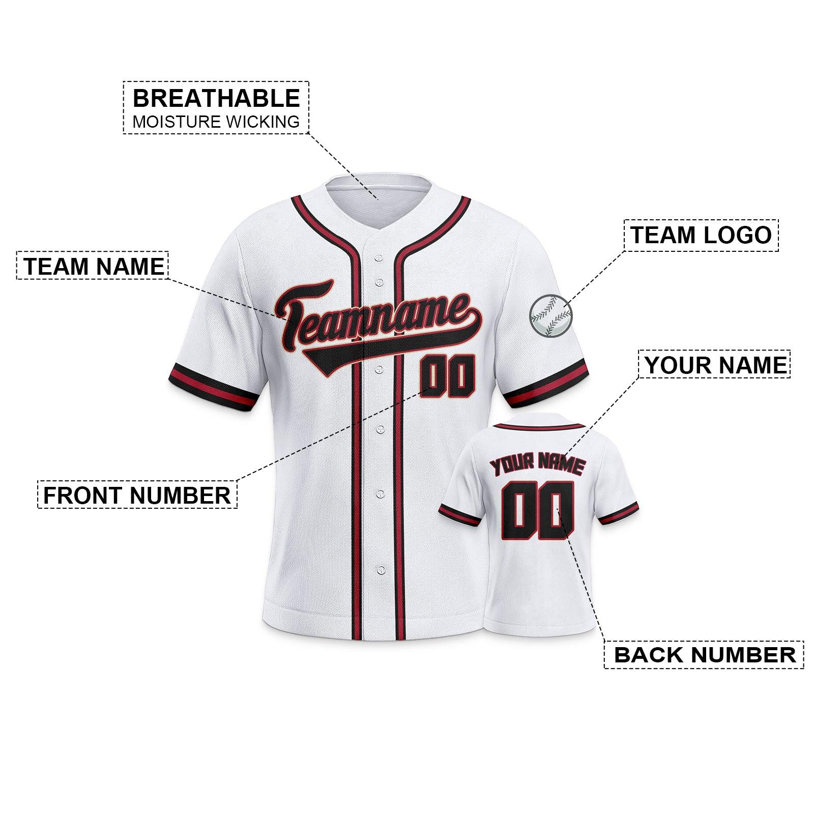 Custom White Black-Red Authentic Classic Baseball Jersey