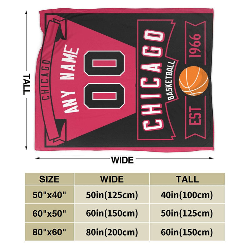 Custom Basketball Chicago  Fleece Throw Blanket With Name Number for Fans Gifts
