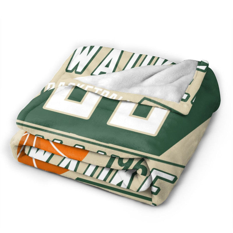 Custom Basketball Milwaukee Fleece Throw Blanket With Name Number for Fans Gifts