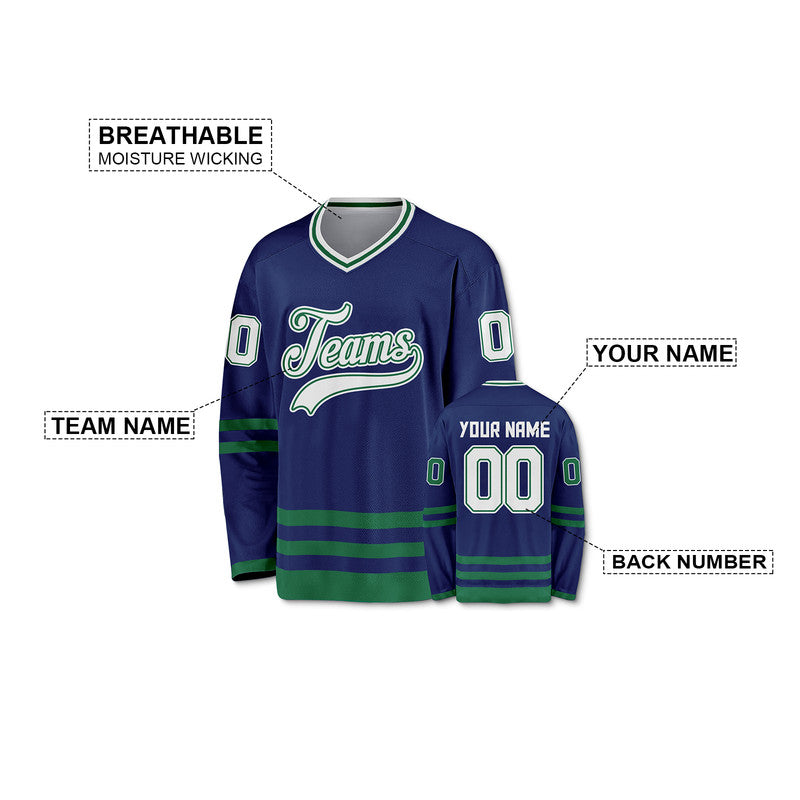 Custom Royal White-Kelly Green Authentic Hockey Jersey