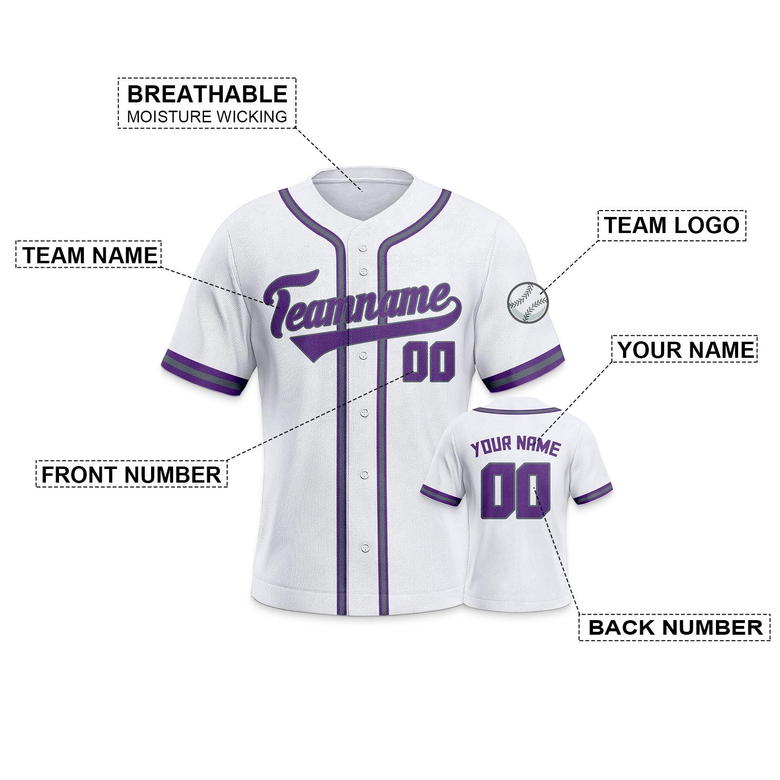 Custom White Purple-Silver Authentic Classic Baseball Jersey