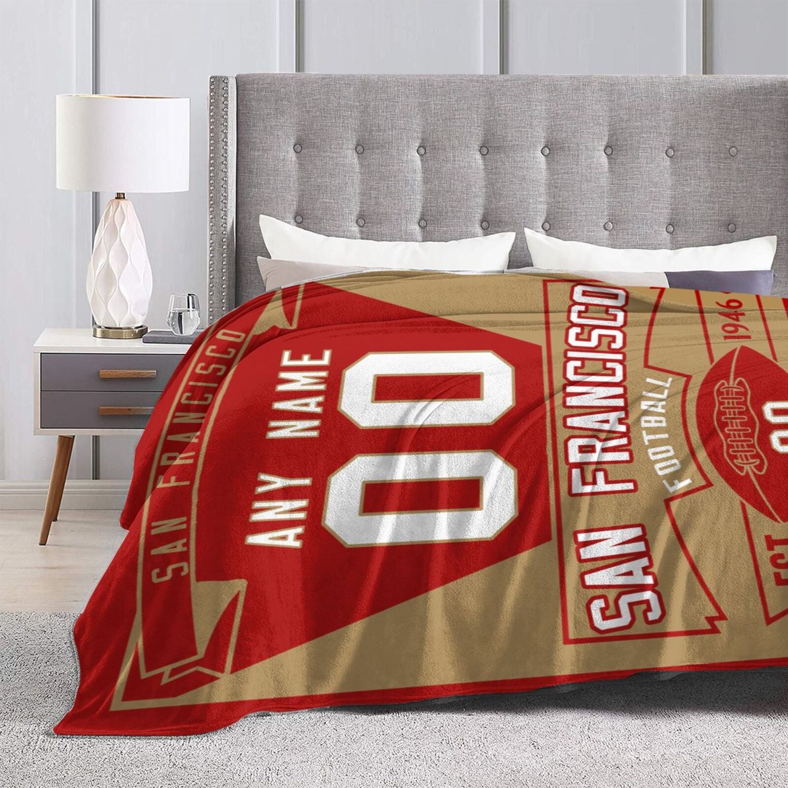 Custom Football City San Francisco Fleece Throw Blanket With Name Number for Fans Gifts