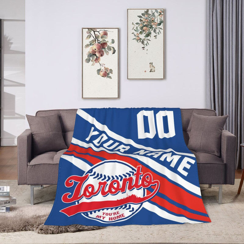 Custom Baseball Toronto  Fleece Throw Blanket With Name Number for Fans Gifts