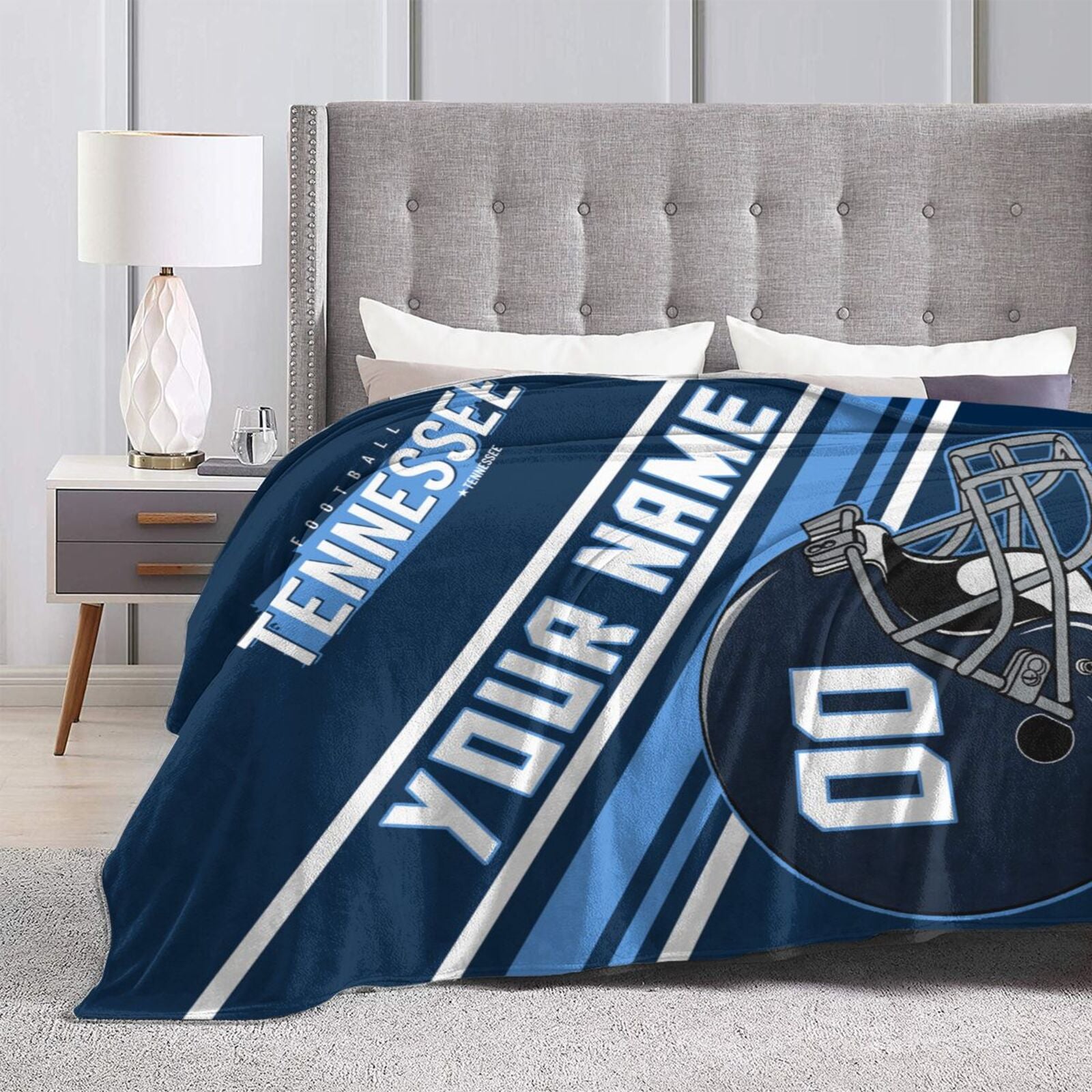 Custom Football City Map Tennessee Fleece Throw Blanket Name Number for Fans Gifts