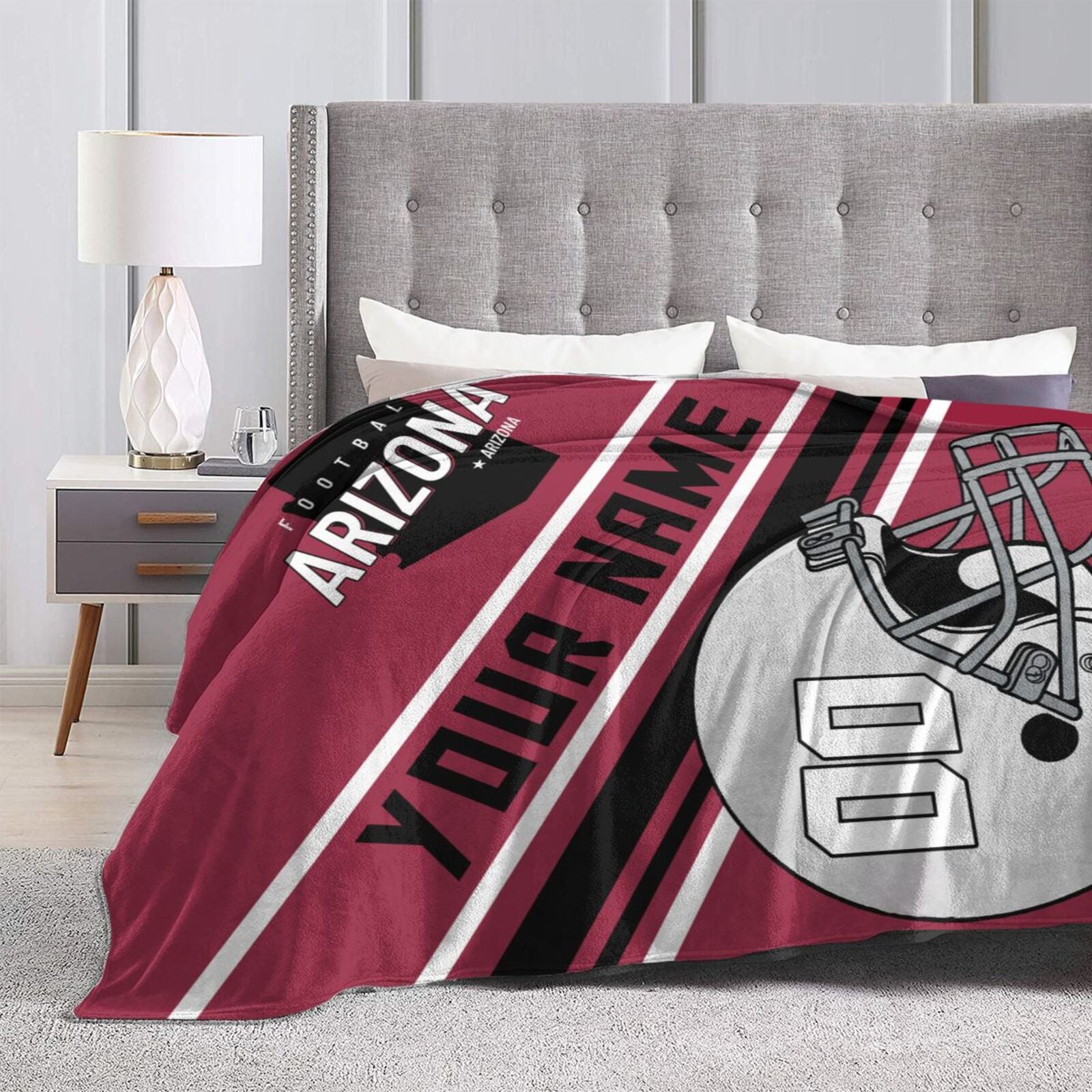 Custom Football City Map Arizona Fleece Throw Blanket Name Number for Fans Gifts