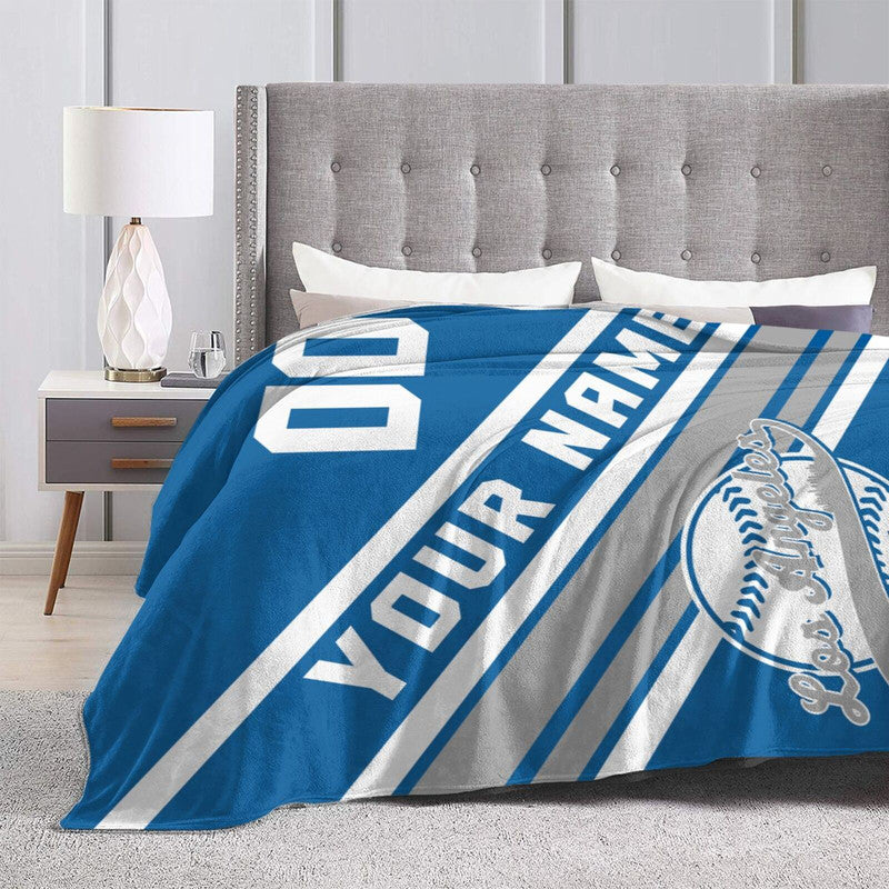 Custom Baseball Los Angeles Fleece Throw Blanket With Name Number for Fans Gifts1