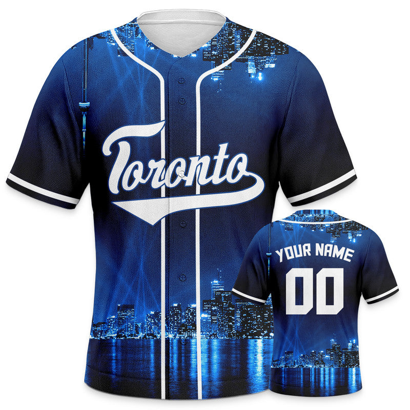 Custom 3D Night View Royal White Authentic Baseball Silhouette Jersey