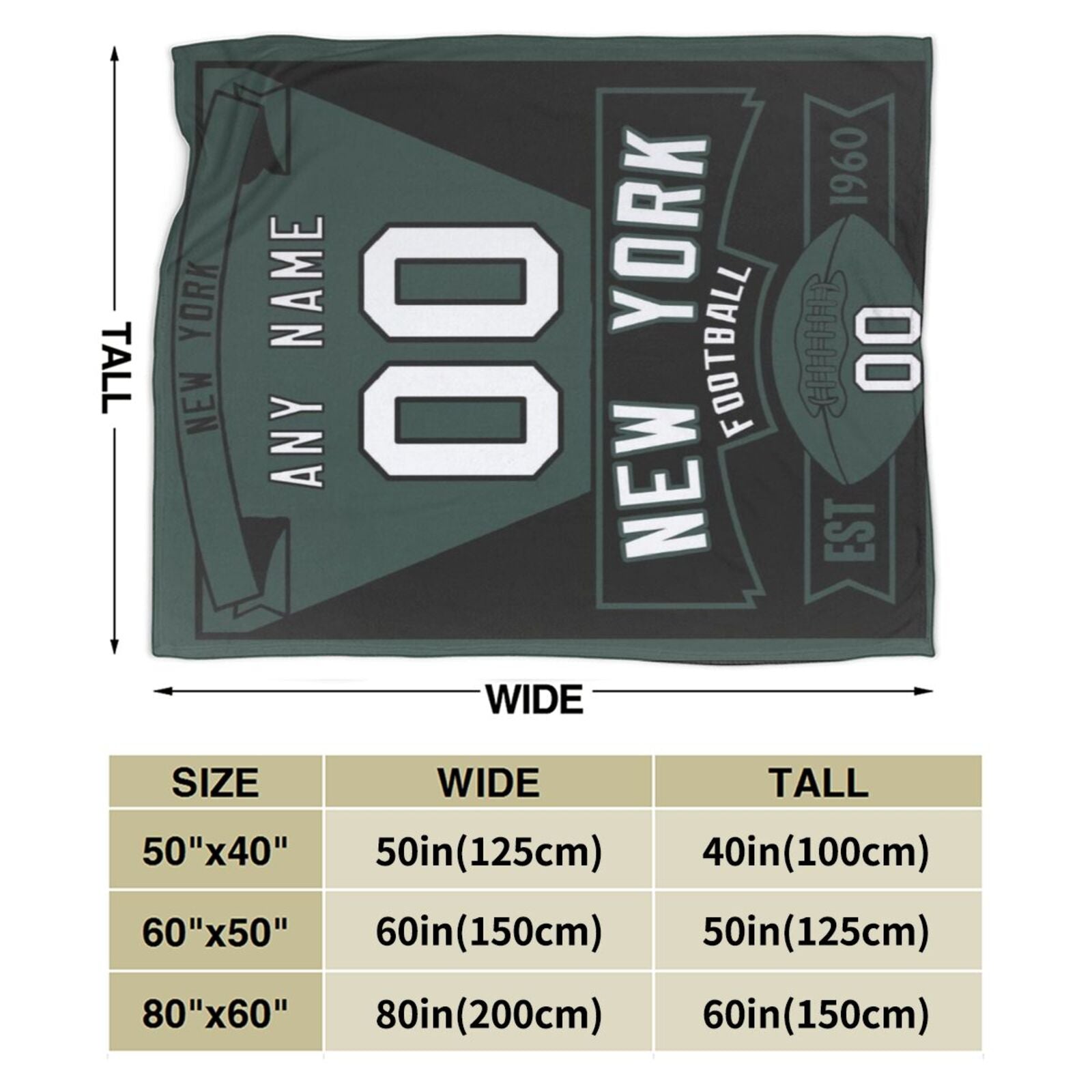 Custom Football City New York Fleece Throw Blanket With Name Number for Fans Gifts