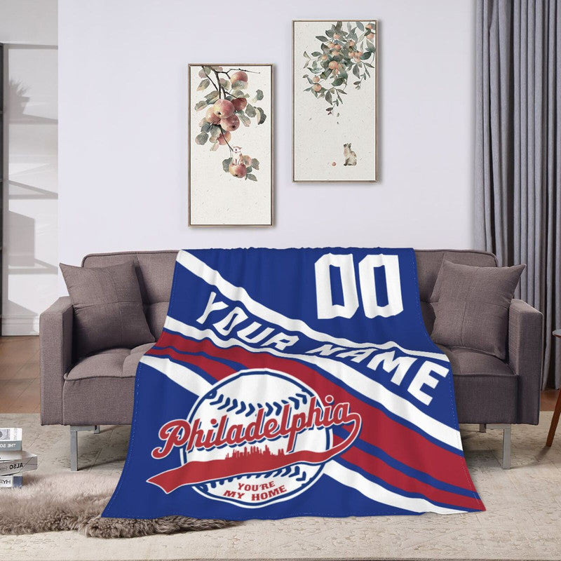Custom Baseball Philadelphia   Fleece Throw Blanket With Name Number for Fans Gifts