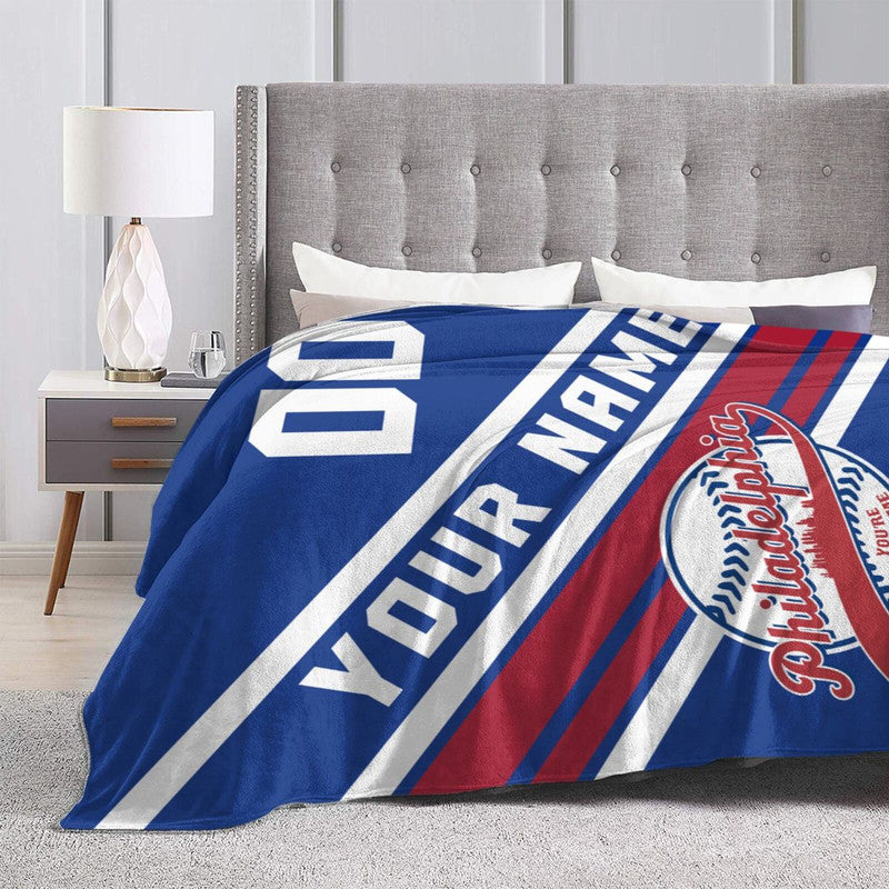 Custom Baseball Philadelphia   Fleece Throw Blanket With Name Number for Fans Gifts