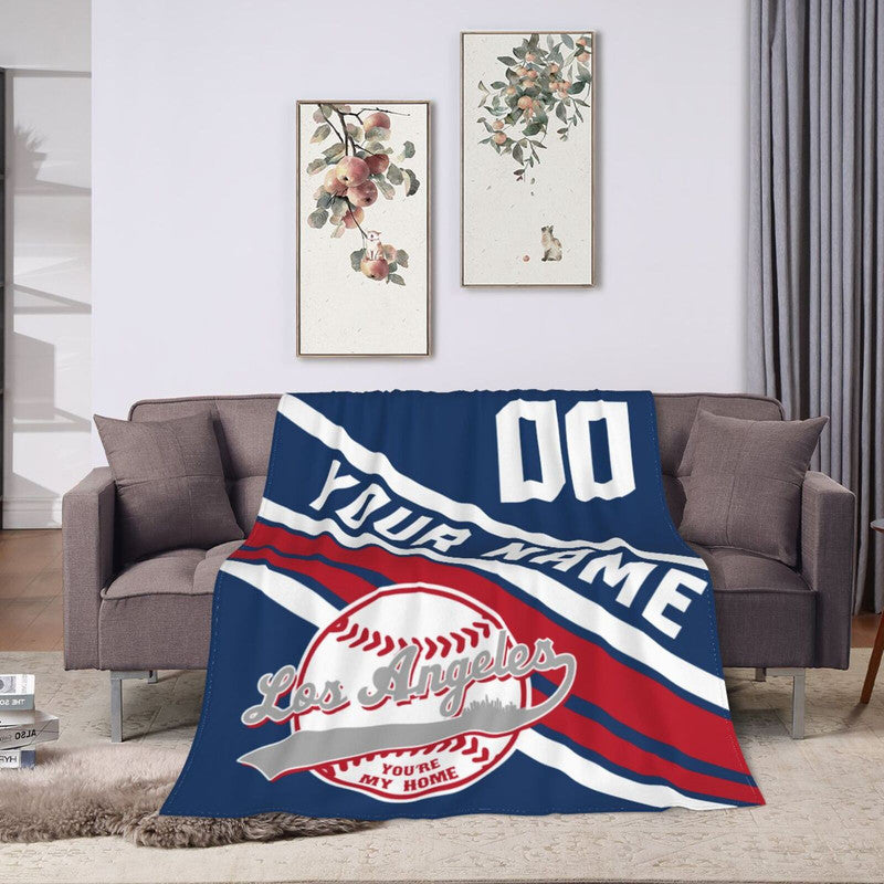 Custom Baseball Los Angeles Fleece Throw Blanket With Name Number for Fans Gifts