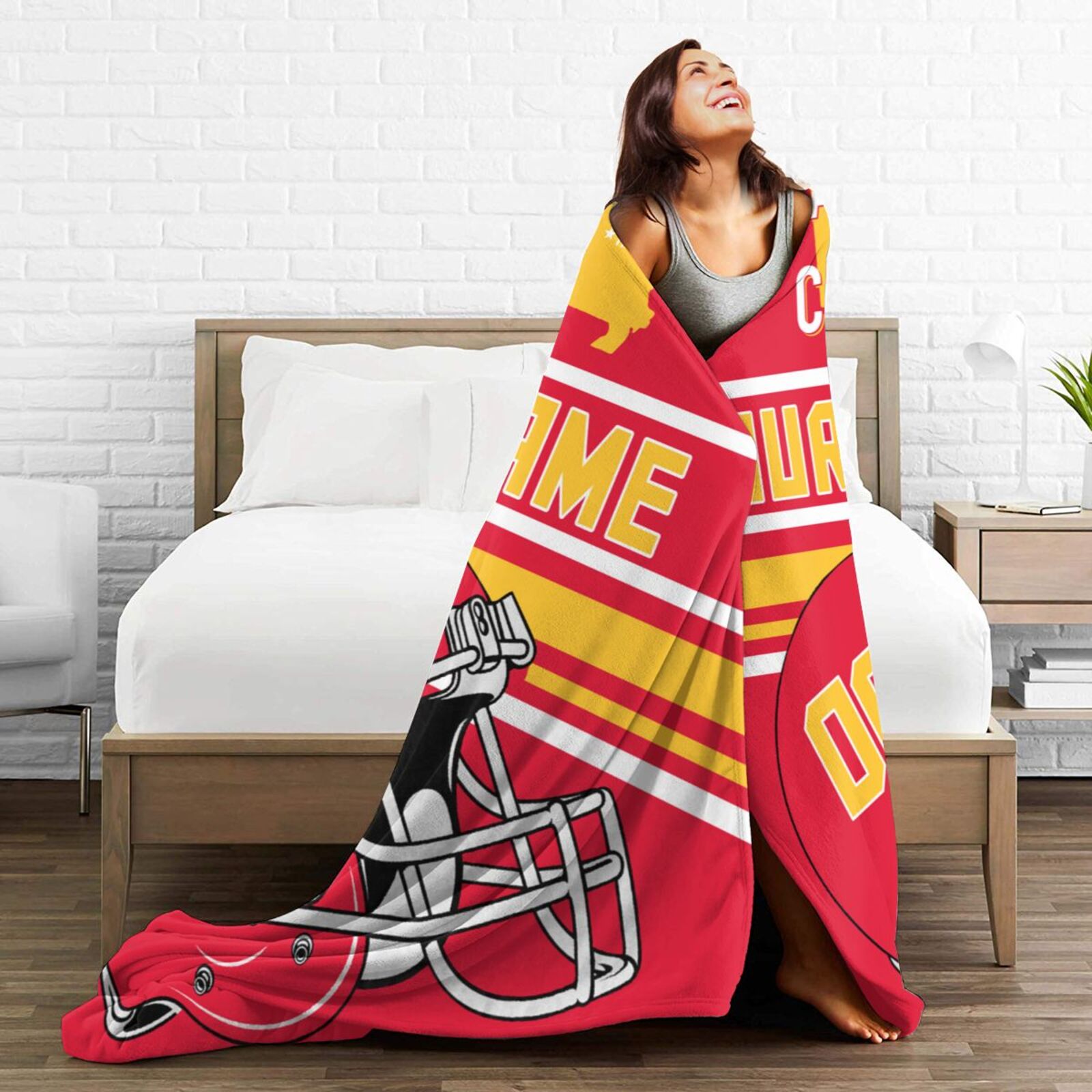 Custom Football City Map Kansas City Fleece Throw Blanket Name Number for Fans Gifts