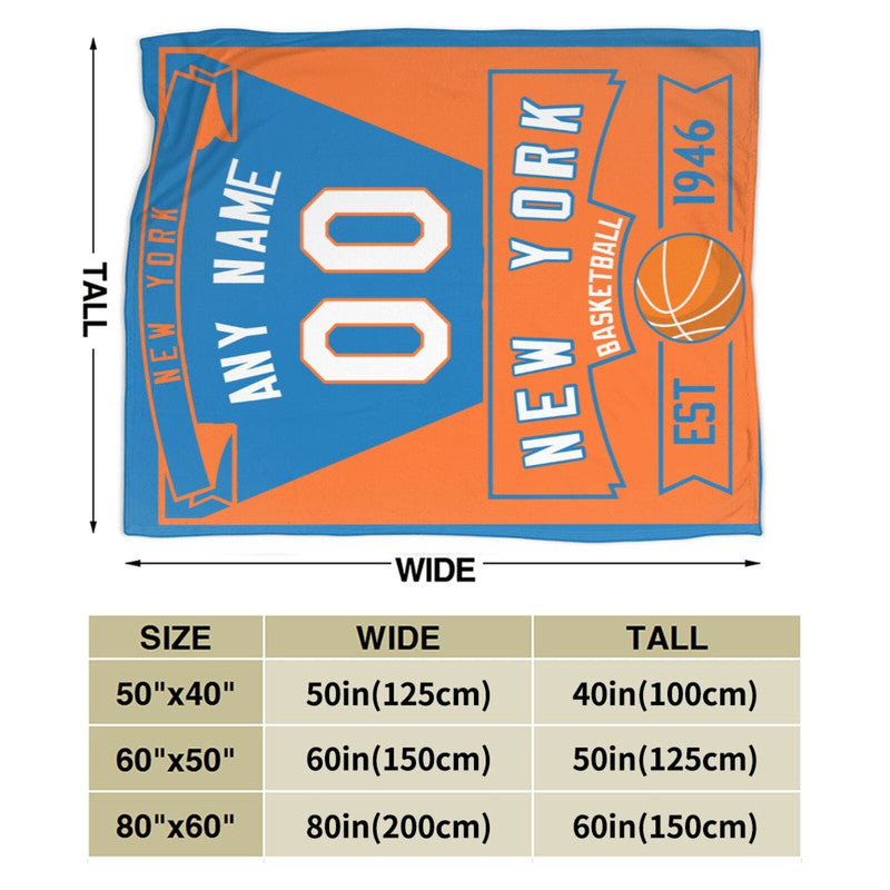 Custom Basketball New York  Fleece Throw Blanket With Name Number for Fans Gifts