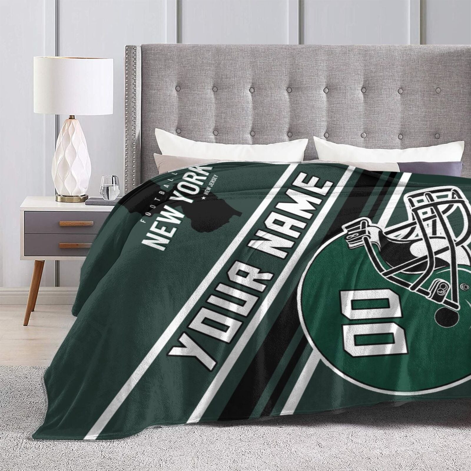 Custom Football City Map New York Fleece Throw Blanket Name Number for Fans Gifts1