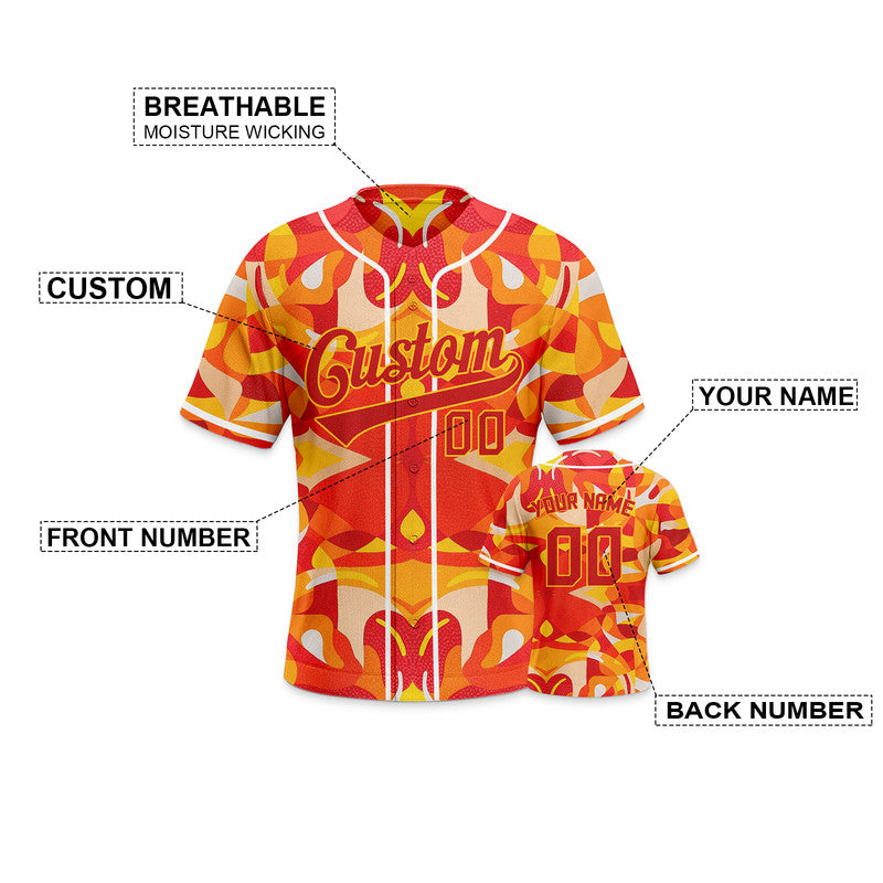 Custom Graffiti Pattern Red-Gold 3D Pattern Design Authentic Baseball Jersey