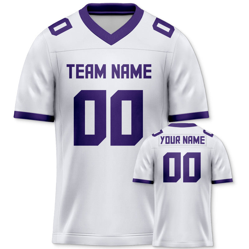Custom White Purple Mesh Authentic Football Jersey