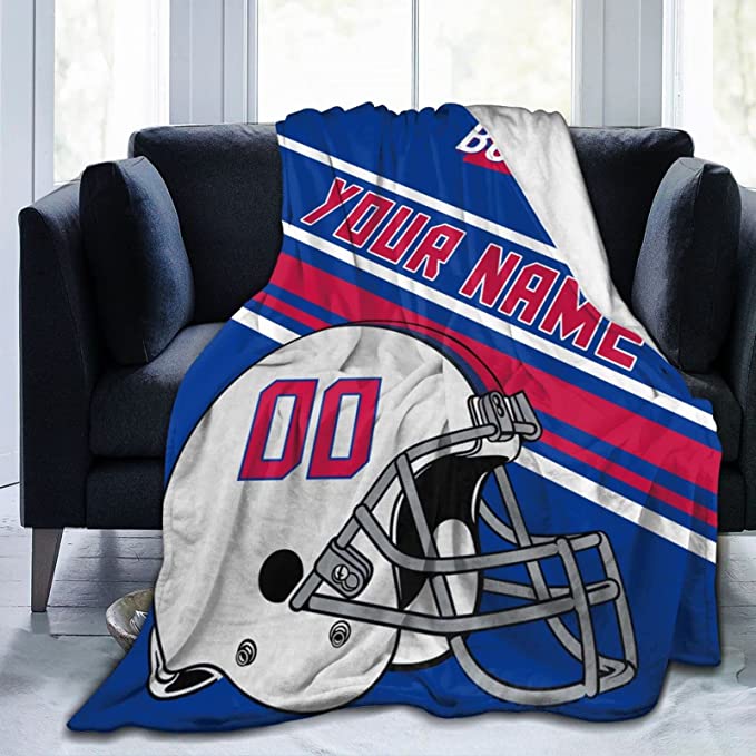 Custom Football City Map Buffalo Fleece Throw Blanket Name Number for Fans Gifts