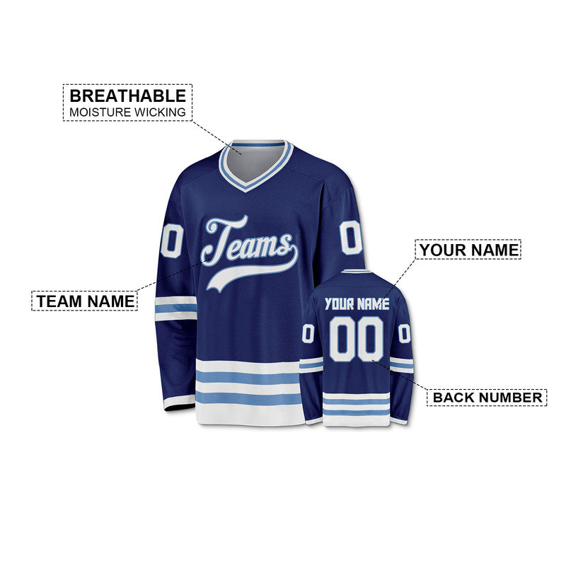 Custom Royal White-Light Blue Authentic Hockey Jersey