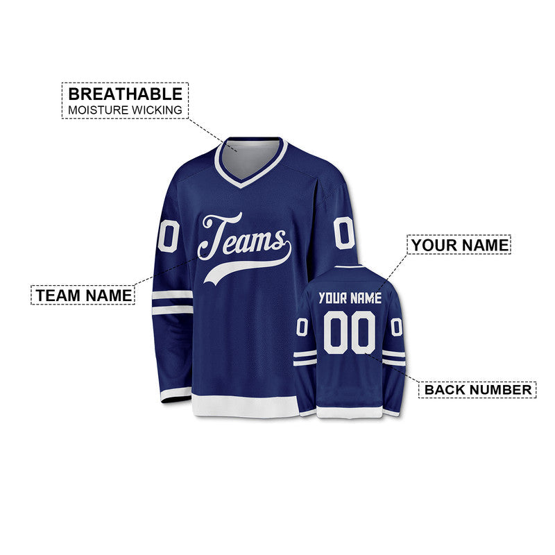 Custom Royal White Authentic Hockey Jersey
