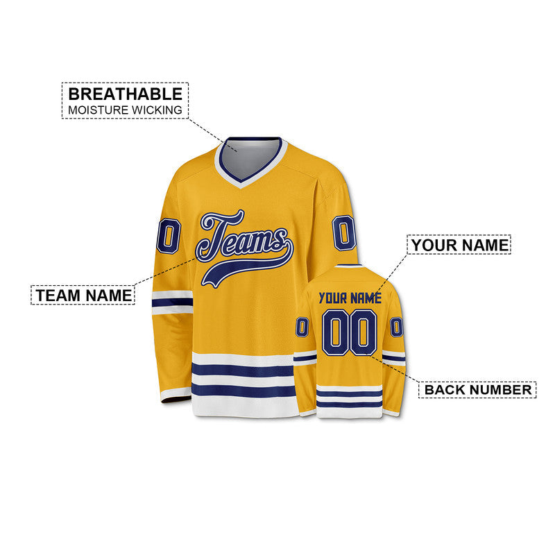 Custom Gold Royal-White Authentic Hockey Jersey