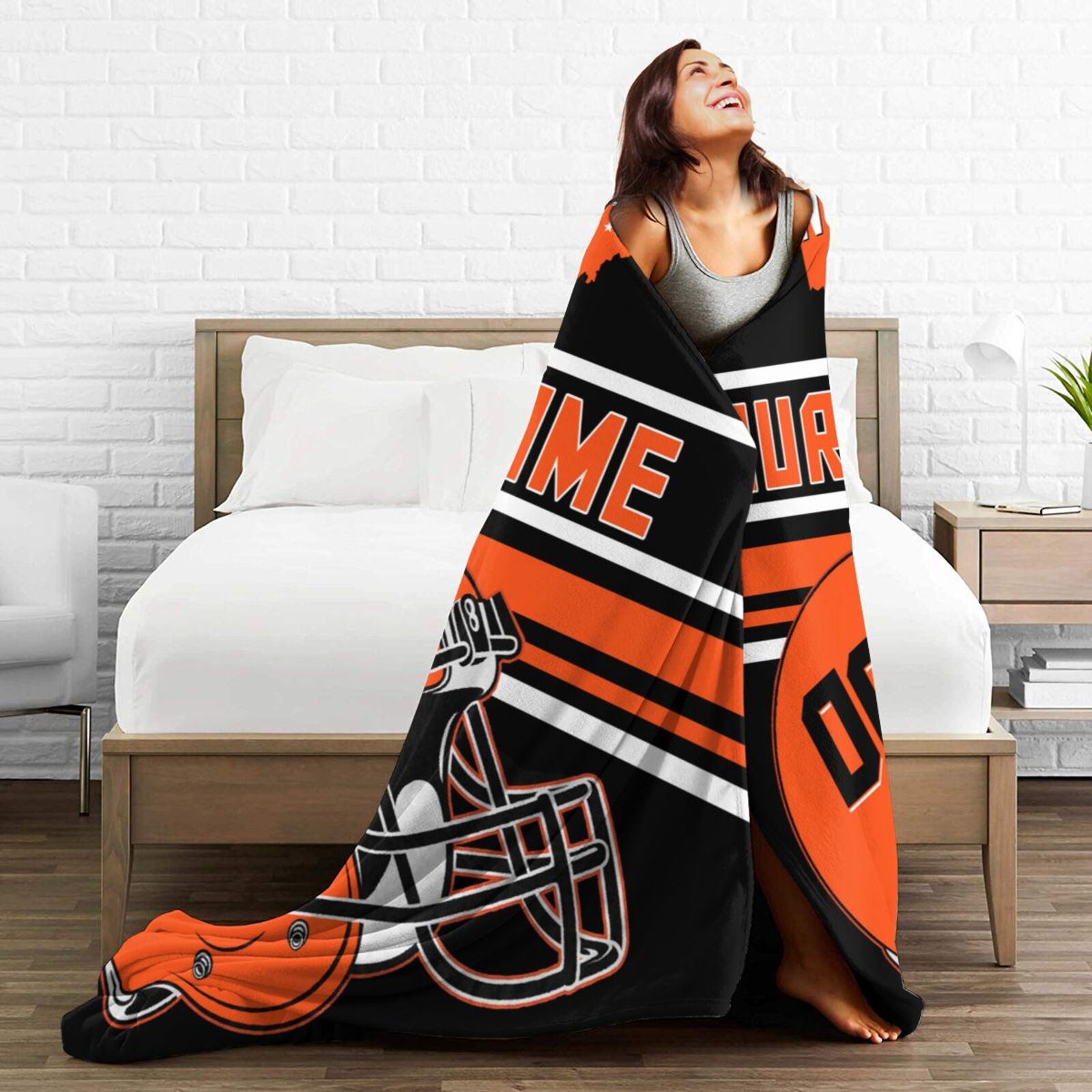 Custom Football City Map Cincinnati Fleece Throw Blanket Name Number for Fans Gifts