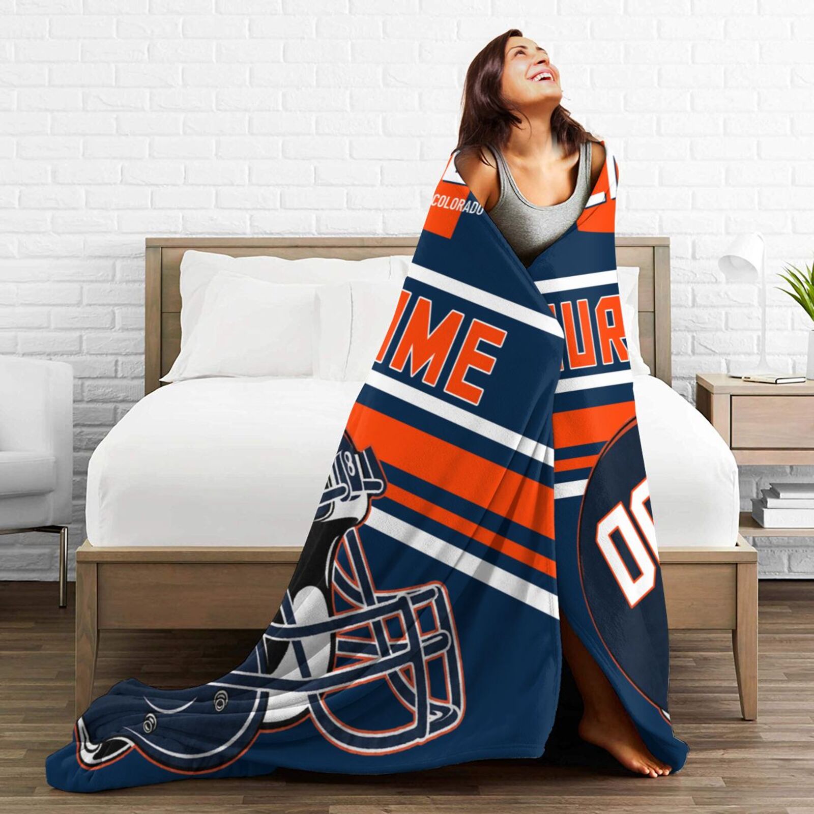 Custom Football City Map Denver Fleece Throw Blanket Name Number for Fans Gifts