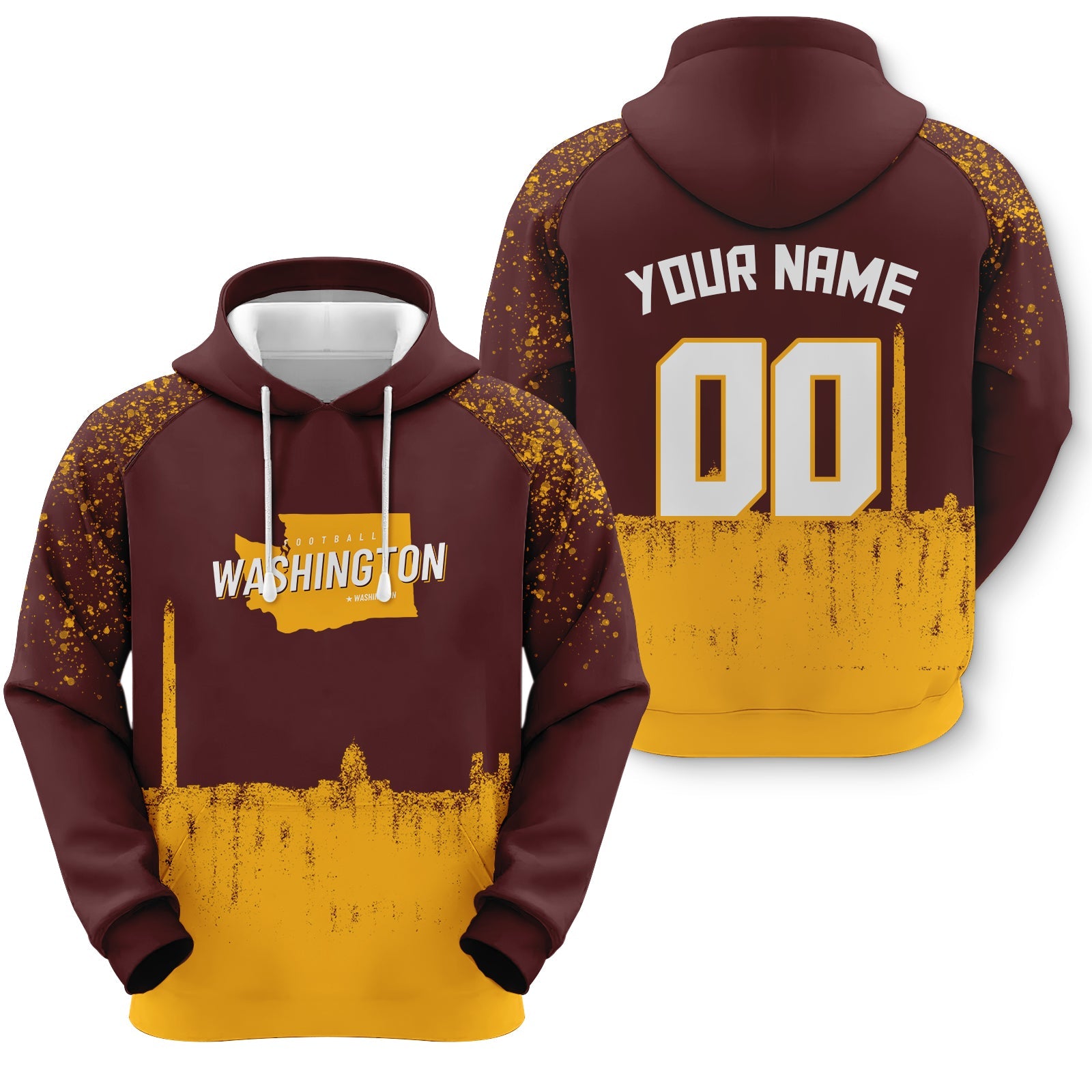 Custom Sports Pullover Sweatshirt Football  Graffiti City Map Washington Fashion Hoodie