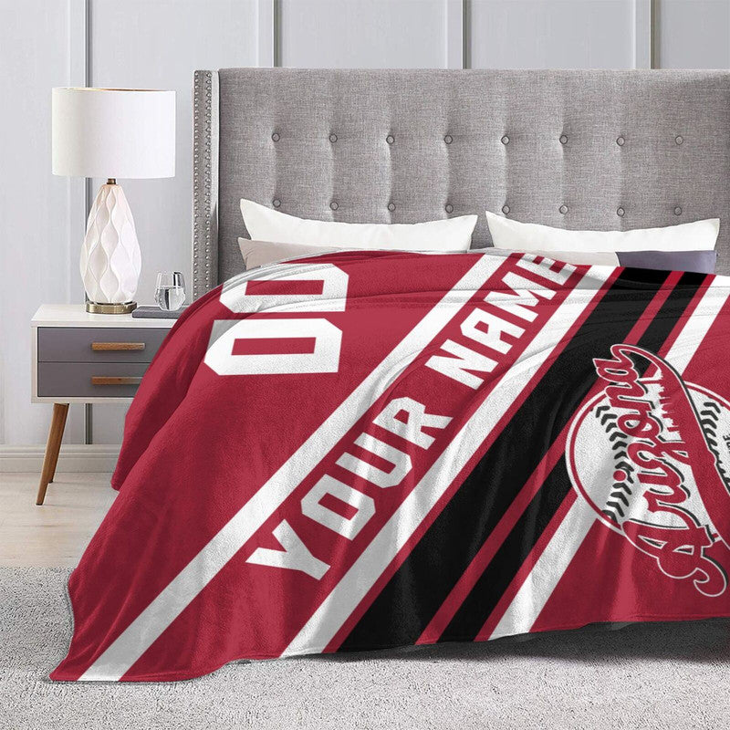 Custom Baseball Arizona Fleece Throw Blanket With Name Number for Fans Gifts