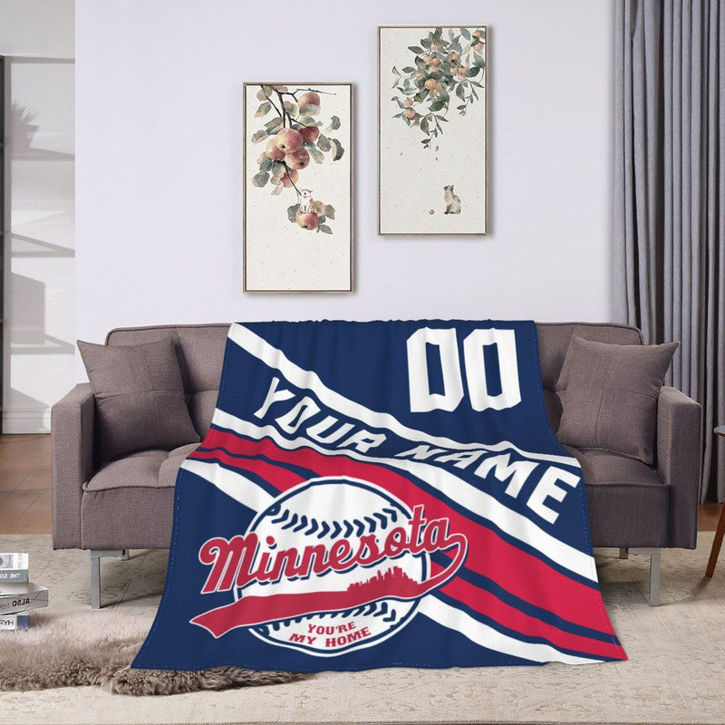 Custom Baseball Minnesota   Fleece Throw Blanket With Name Number for Fans Gifts