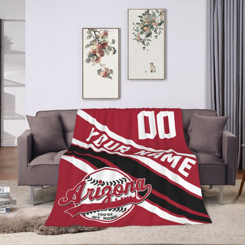 Custom Baseball Arizona Fleece Throw Blanket With Name Number for Fans Gifts