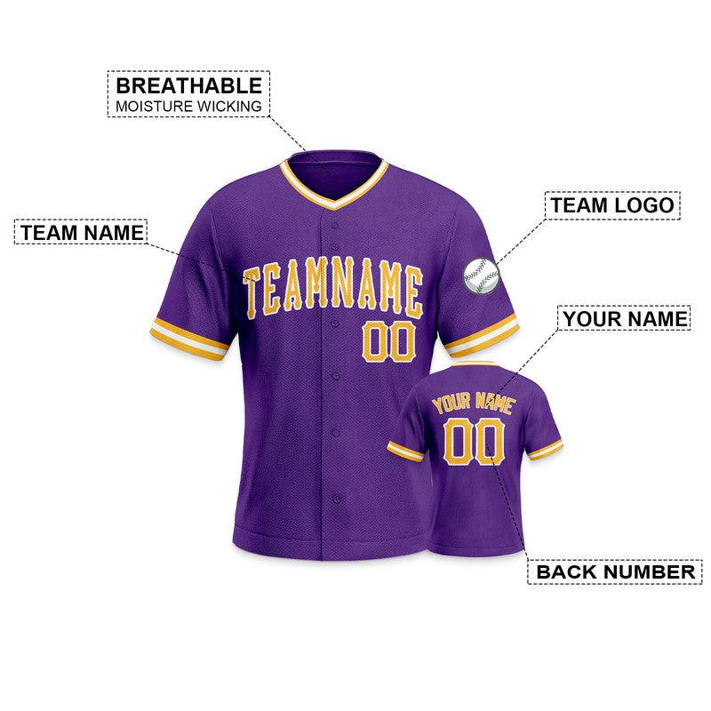 Custom Purple Gold-White Authentic Baseball Jersey-1