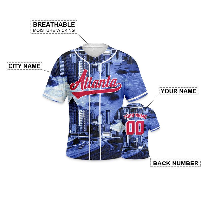 Custom 3D Night View Navy Red-White Authentic Baseball Silhouette Jersey