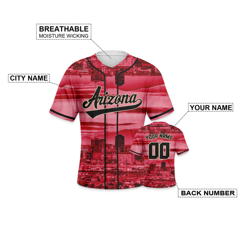 Custom 3D Night View Red Black Authentic Baseball Silhouette Jersey