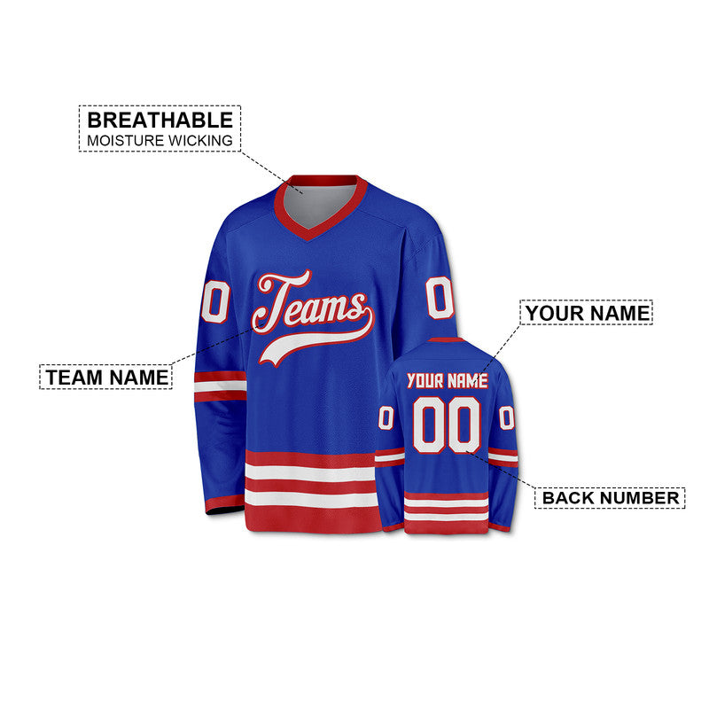 Custom Royal White-Red Authentic Hockey Jersey