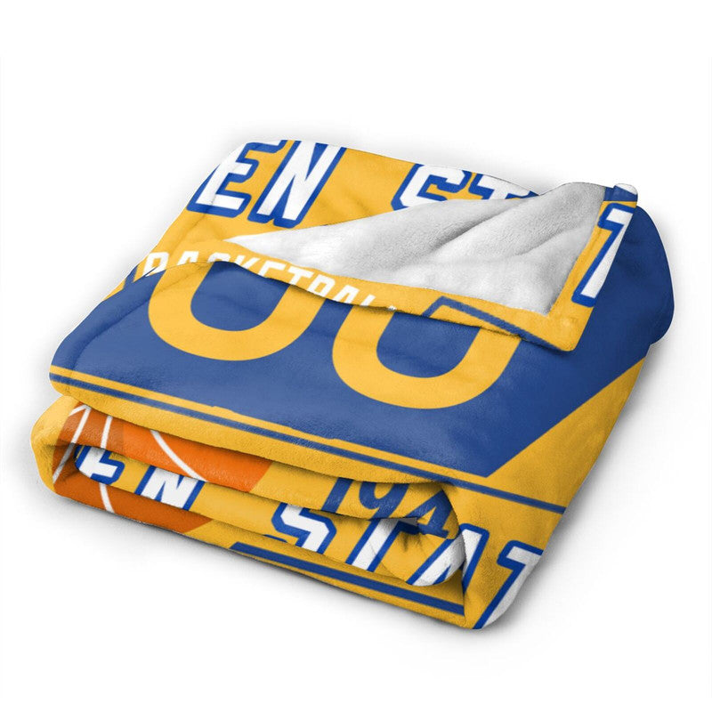 Custom Basketball Golden State  Fleece Throw Blanket With Name Number for Fans Gifts