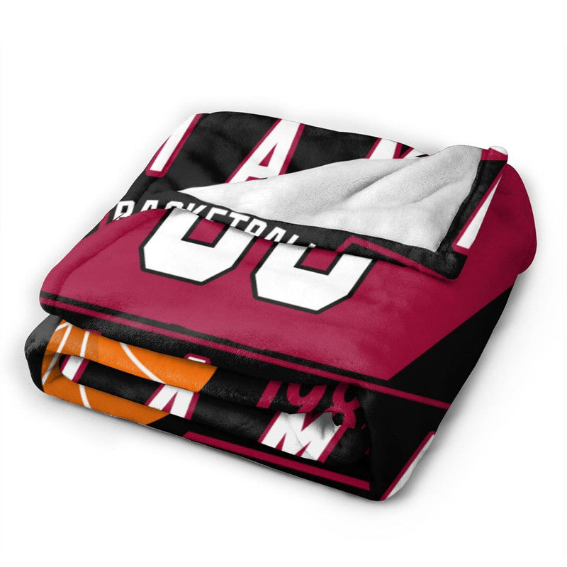 Custom Basketball Miami  Fleece Throw Blanket With Name Number for Fans Gifts