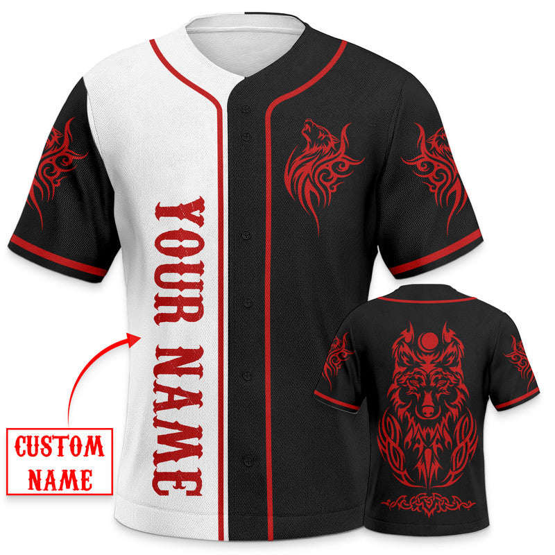 Red Wolf Viking Custom Baseball Jersey