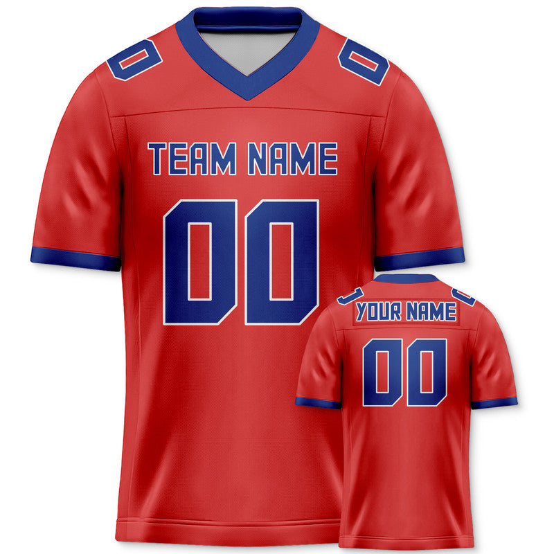 Custom Red Royal Mesh Authentic Football Jersey