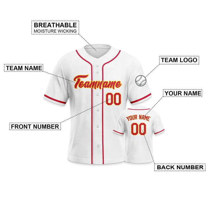 Custom White Red-Gold Authentic Baseball Jersey-3