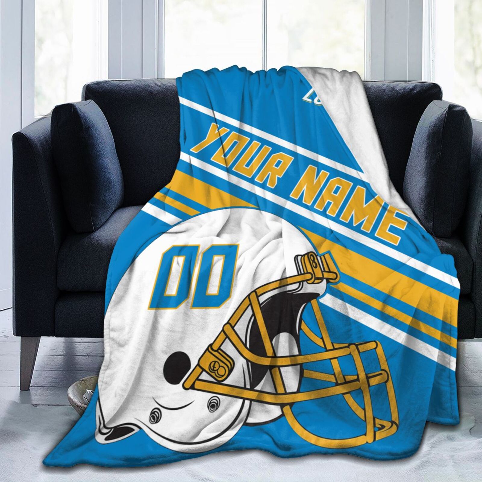 Custom Football City Map Los Angeles Blanket Fleece Throw Name Number for Fans Gifts