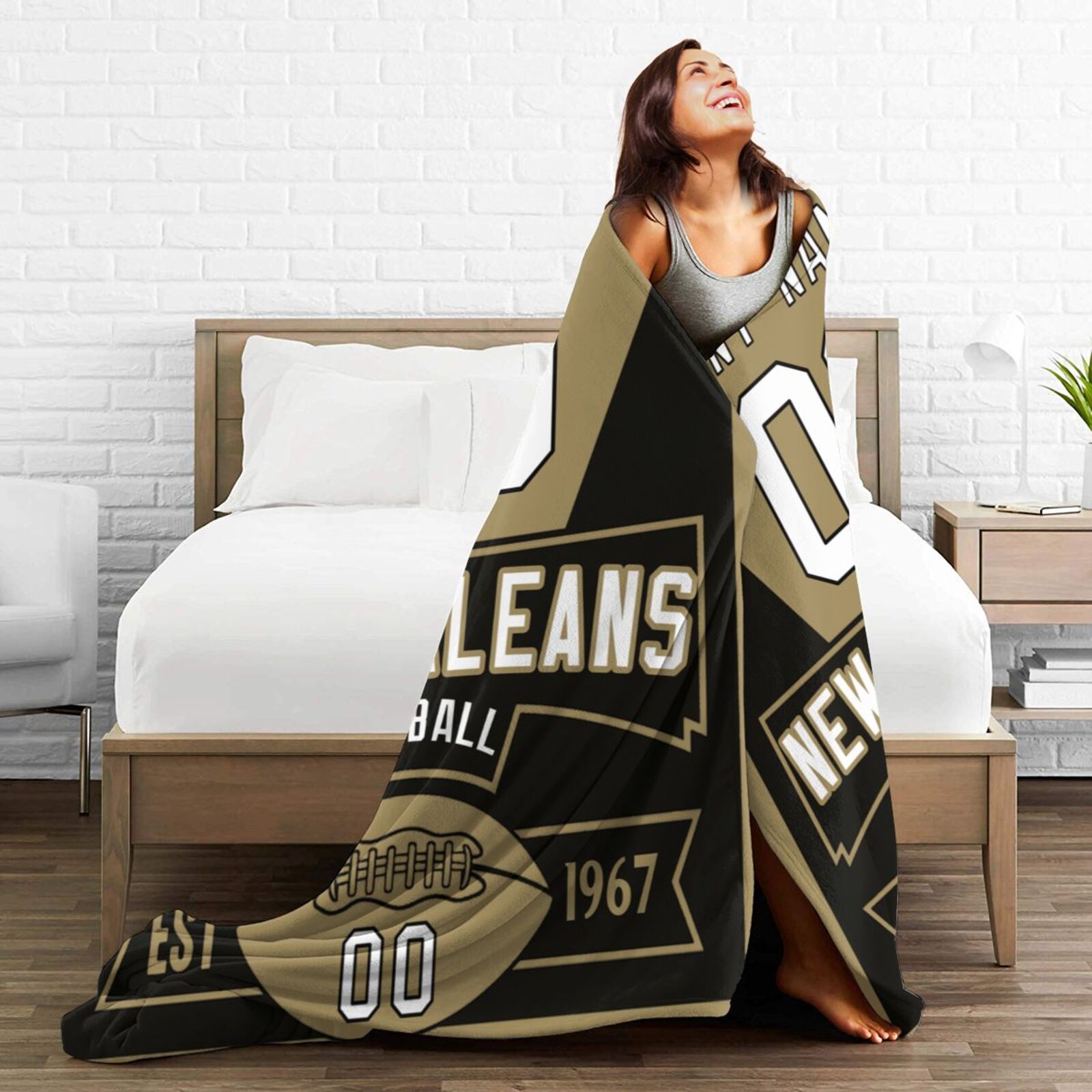 Custom Football City New Orleans Fleece Throw Blanket With Name Number for Fans Gifts