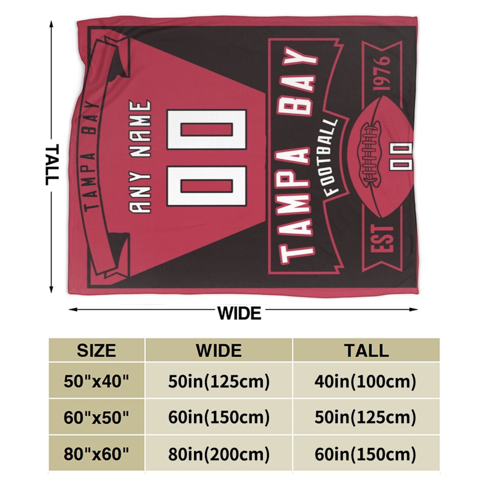Custom Football City Tampa Bay Fleece Throw Blanket With Name Number for Fans Gifts