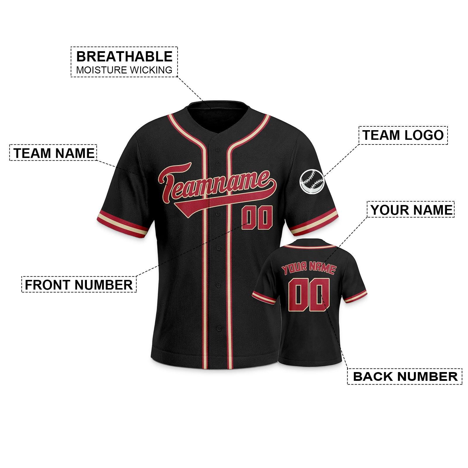 Custom Black Red-Gold Authentic Classic Baseball Jersey