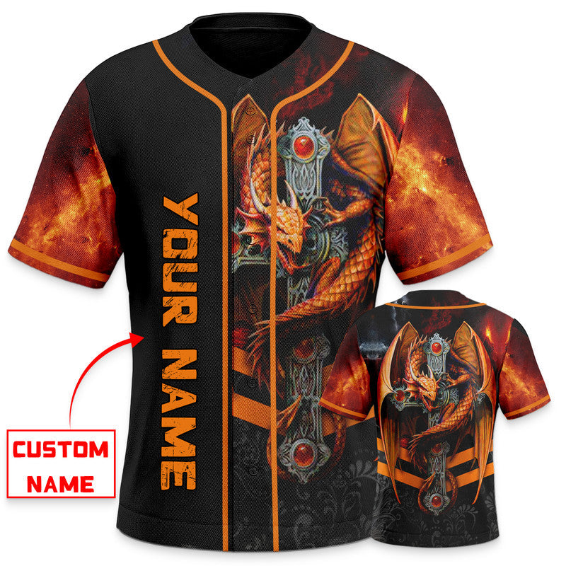 Winged Dragon On The Cross Skull Custom Baseball Jersey