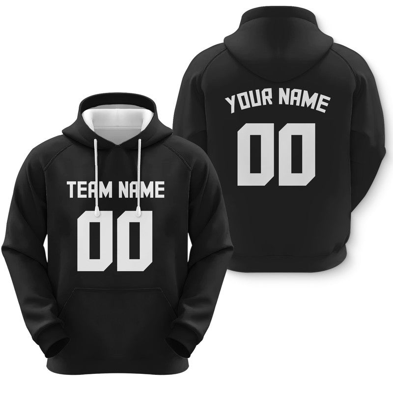 Custom Black White Sports Pullover  Sweatshirt Football Hoodie