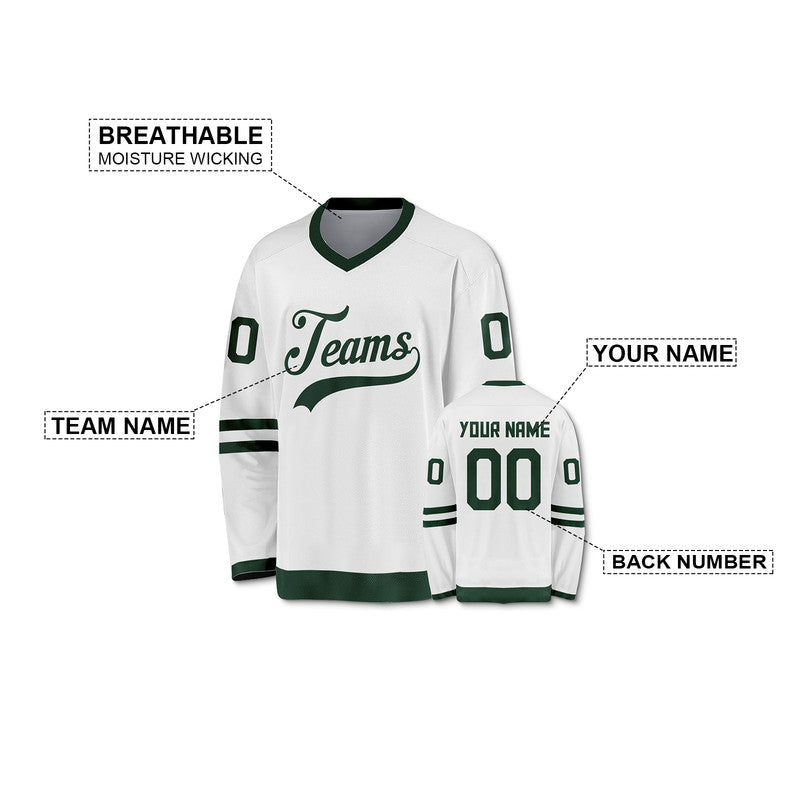 Custom White Kelly Green Authentic Hockey Jersey