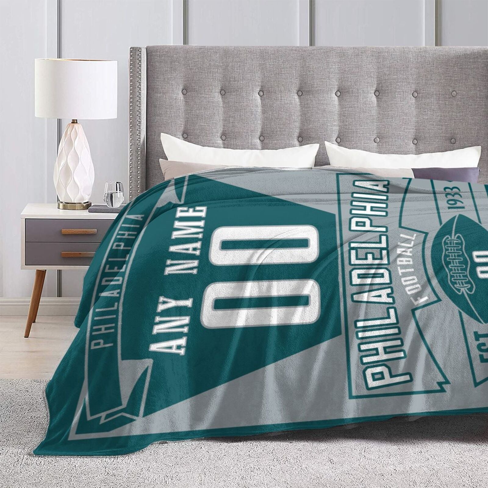 Custom Football City Philadelphia Fleece Throw Blanket With Name Number for Fans Gifts